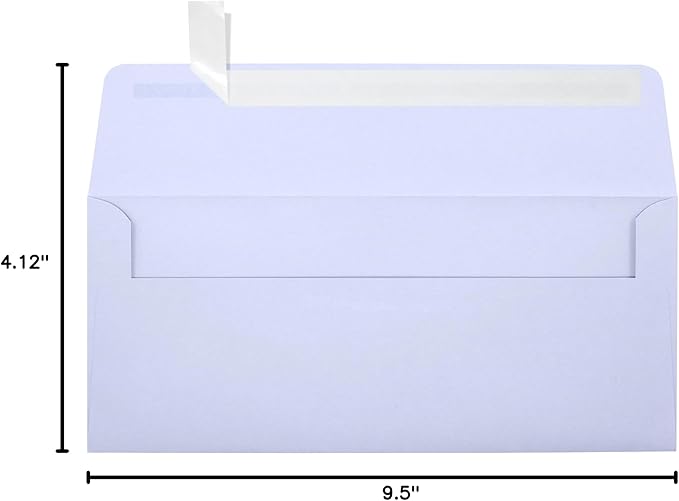 LUXPaper #10 Business Envelopes | Peel & Press | 4 1/8" x 9 1/2" | Lilac Purple | 80lb. Text | 50 Qty