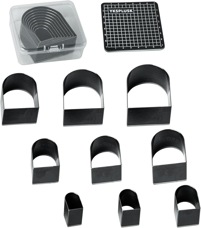 Leather Hole Cutter Tools Set, 9 Pieces Horseshoe Shape Punch Tools 20 25 30 35 40 45 50 55 60mm, High Carbon Steel Leather Cutting Dies - Leather Hole Punch Tool Kit for DIY Leathercrafts