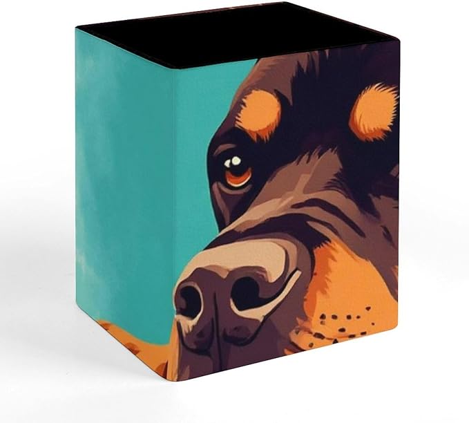 Men's Fashion Pencil Pen Holder Cup, Waterproof Office Supplies, Waterproof Multifunctional Office Supplies Cute Rottweiler Puppy Farm Dog Lazy Animal