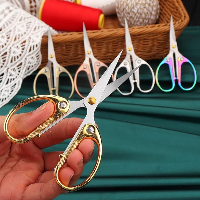 4.5" All Stainless Steel Embroidery Scissors for Sewing, Small Sharp Scissors Craft Shear for DIY Art Work Handicrafts Needlework Tool and Daily Use Gold