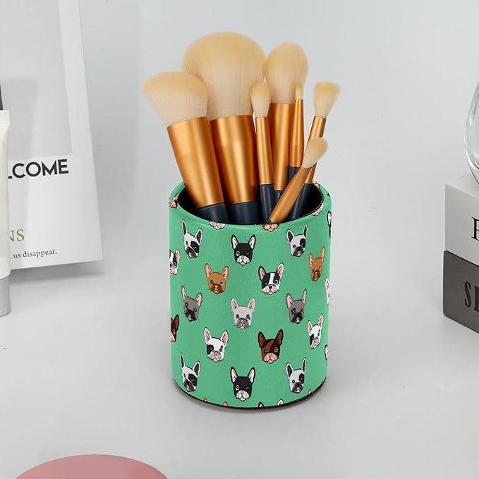 Cute French Bulldog Desk Pen Holder Stand Pencil Cup Pot Desk Organizer Makeup Brush Holder