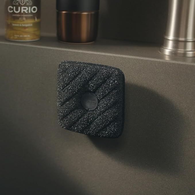 Ionic Non-Scratch Dish Sponges with Magnetized Holder, Odor Resistant Synthetic Scrub Sponges, 12 Pack, Black
