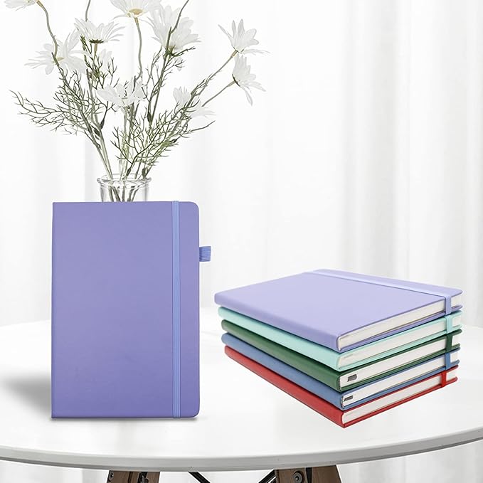 Deziliao Lined Journal Notebooks with Pen Loop, Hardcover Notebook Journal for Work, 100Gsm Premium Thick Paper with Inner Pocket, Medium 5.7"x8.4", (Purple, Ruled)