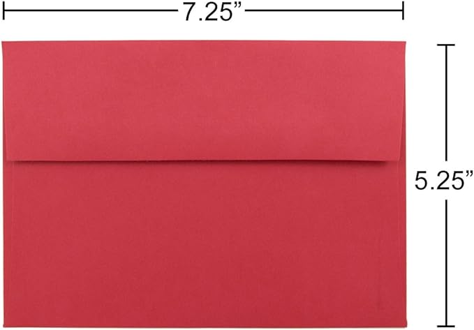 JAM PAPER A7 Colored Invitation Envelopes - 5 1/4 x 7 1/4 - Red Recycled - Bulk 250/Box
