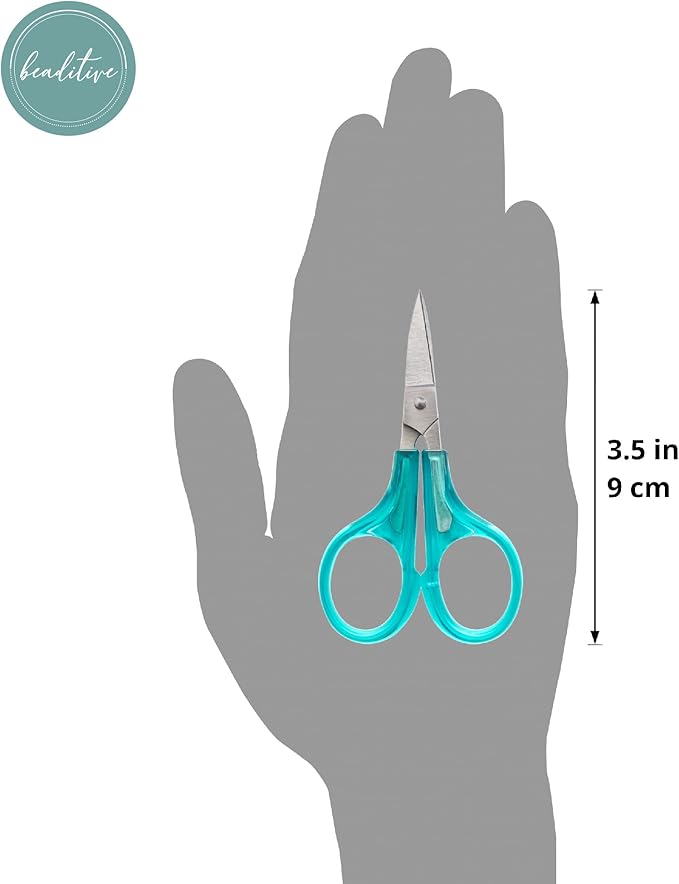 Beaditive Detail Craft Scissors Set (2 Pc.) Curved and Straight, Sharp, Compact | Sewing, Embroidery, Paper Cutting, Crafting | Stainless Steel | Protective Cover (Green)