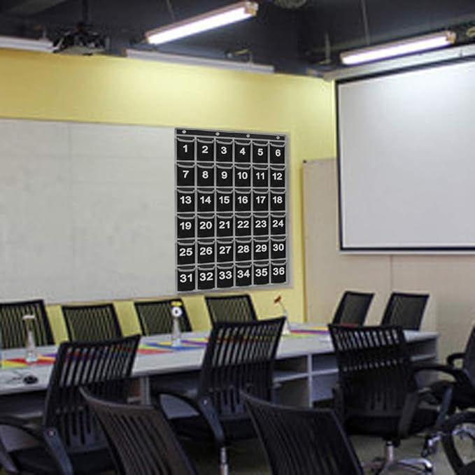 EAMAY 36 Numbered Classroom Pocket Charts for Cell Phones and Calculators Holder Wall Door Mount Hanging Organizer