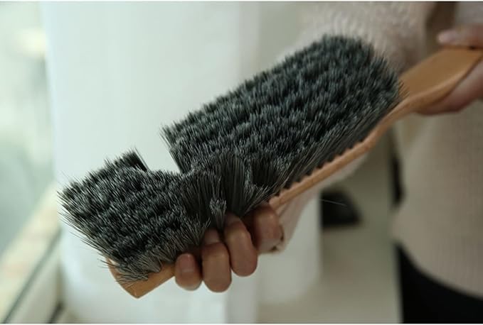 Hand Brush Soft Bristles Wooden Handle Small Hand Sweeper Brush 14 Inch Long (Gray)