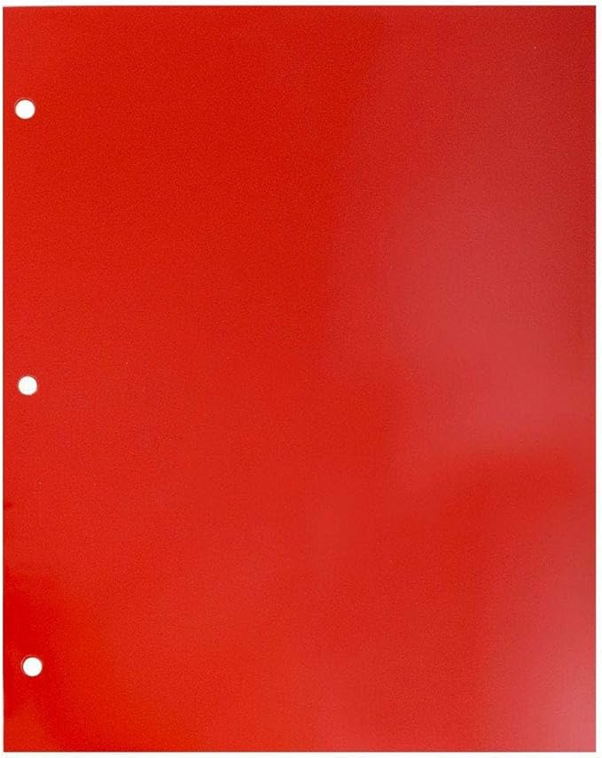 JAM PAPER Laminated Two Pocket Glossy 3 Hole Punch School Folders - Red - Bulk 50/Box