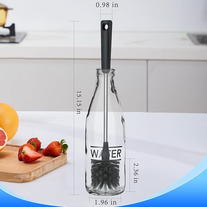 Water Bottle Brush Long Handle Bottle Cleaner Scrubbing Brush for Cleaning Sports Bottles, Baby Bottles, Cups, Coffee Mugs, Glasswares, Wine Decanters, Flask, Vase, and Kitchen Sink