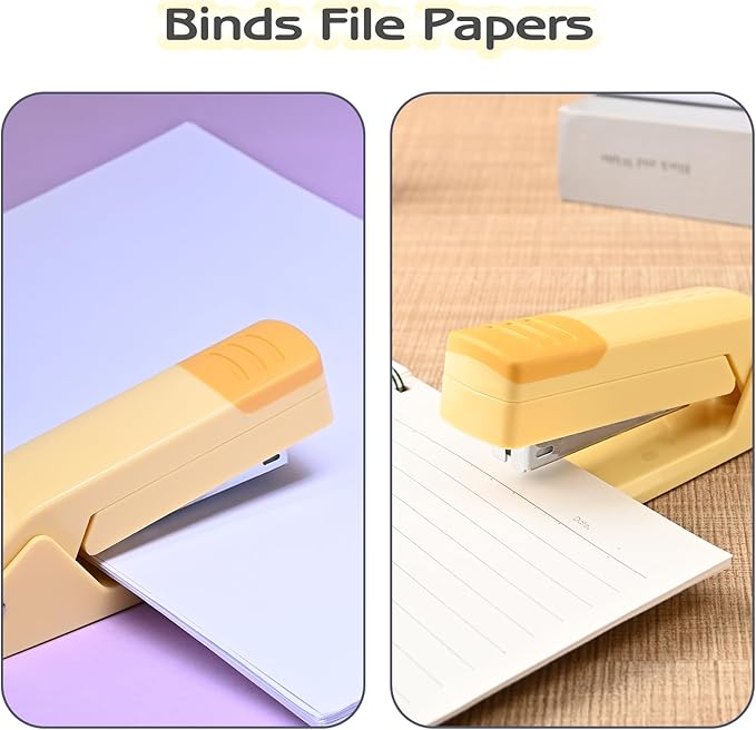 M&G Cute Swing-Arm Swivel Stapler with 1000 Staples, 360 Degree Rotate Desk Stapler, 25 Sheets Capacity, Jam Free, Desktop Stapler for Book and Booklet Binding (Yellow)