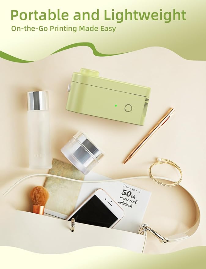 Makeid L1 HD Label Maker Machine with Tape, Portable & Rechargeable Label Makers Compatible with 9 12 16mm Waterproof Tape, Mini Bluetooth Labeler for Organizing Office Home School, 300DPI Green Tape