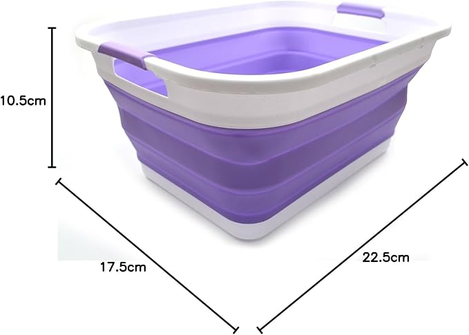 SAMMART 41L (10.8 gallon) Collapsible Plastic Laundry Basket-Foldable Pop Up Storage Container/Organizer-Portable Washing Tub-Space Saving, Water capacity: 32L (8.4 gallon) (Rectangular, Lt. Purple)