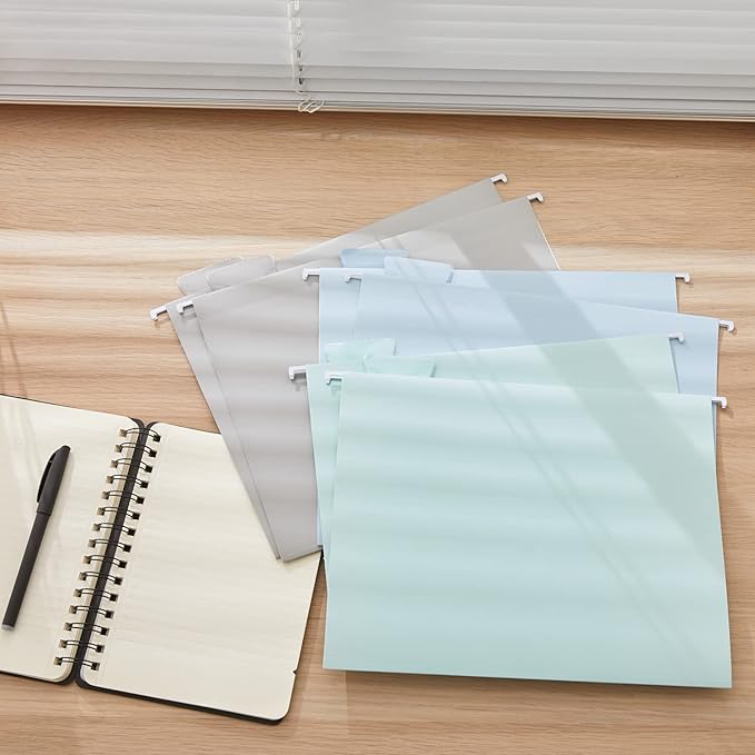 Y YOMA 6 Pack Colored Hanging File Folders Letter Size Decorative Hanging Folder Cute Pretty File Folder for Filing Cabinet Drawer Office Home with 1/5-Cut Adjustable Tabs, 3 Selected Fashion Color