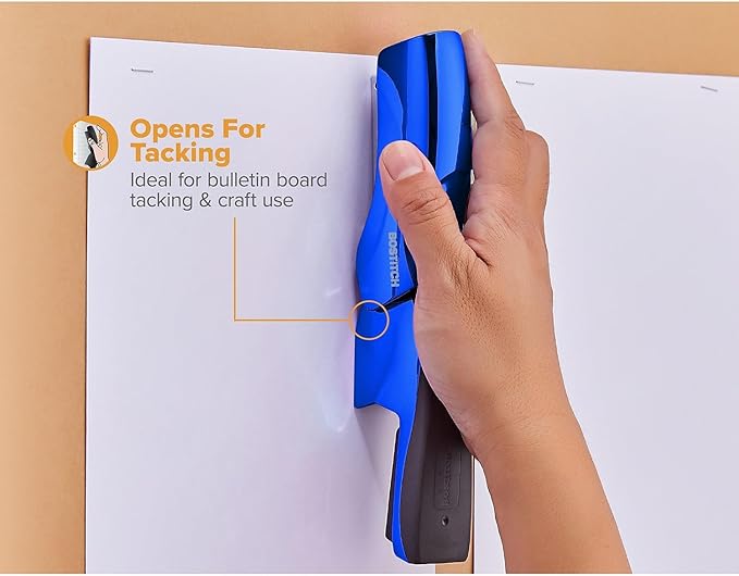 Bostitch Office Heavy Duty Stapler, 40 Sheet Capacity, No Jam, Half Strip, Fits into the Palm of Your Hand, For Classroom, Office or Desk, Metallic Blue