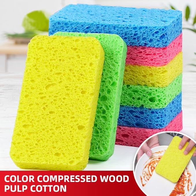 6 - Pack Non-Scratch Scrub Sponges - Sponges for Dishes and Washing Dishes, Cleaning Sponges for Kitchen Home Office, Magical 3D DIY Art and Craft Suppliers(Green)