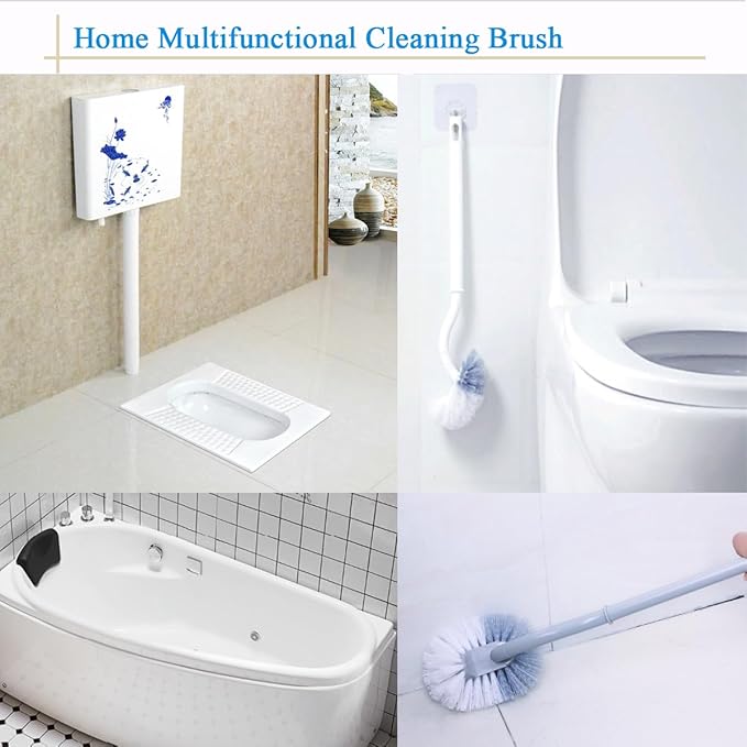 Ryhiac 2 Pack Curved Toilet Bowl Brush Without Holder for Bathroom, Compact Toilet Brush Durable Under The Rim Household Deep Cleaning Brushes (Gray Toilet Brush Without Holder)