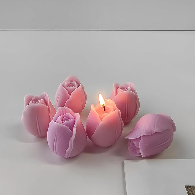 2 Pack Tulip Mold Tulip Resin Candle Mold - Silicone 3D Molds for Candy & Home Decor - Resin Casting & Making Molds