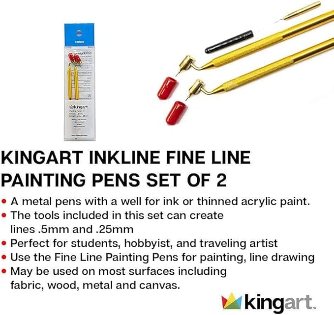 KINGART Fine Line Painting Pen Set of 2 Sizes