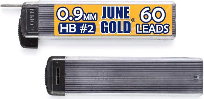 June Gold 72 Mechanical Pencils, 0.9 mm HB #2 Lead, 2 Dispensers/w 160 Graphite Refills & 16 Refill Erasers, Break Resistant Lead, Convenient Side Click & Soft Non-Slip Grip