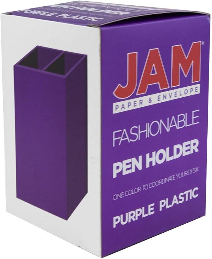 JAM PAPER Plastic Pen Holder - Purple - Desktop Pencil Cup - Sold Individually