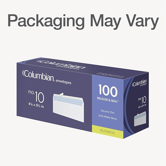 Columbian #10 Self-Seal Security Envelopes, Security Tint and Pattern, Redi-Strip Self-Seal Closure, 24-lb White Wove, 4-1/8" x 9-1/2", 100/Box (1016911)