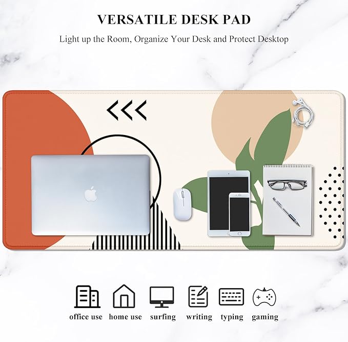 Auhoahsil Large Mouse Pad, XXL Desk Pad, Extened Mousepad 31.5" x 11.8", Non-Slip Rubber Base, Stitched Edges, Superior Surface, Gaming Keyboard Mat, Waterproof Desk Pad, Abstract Sunset