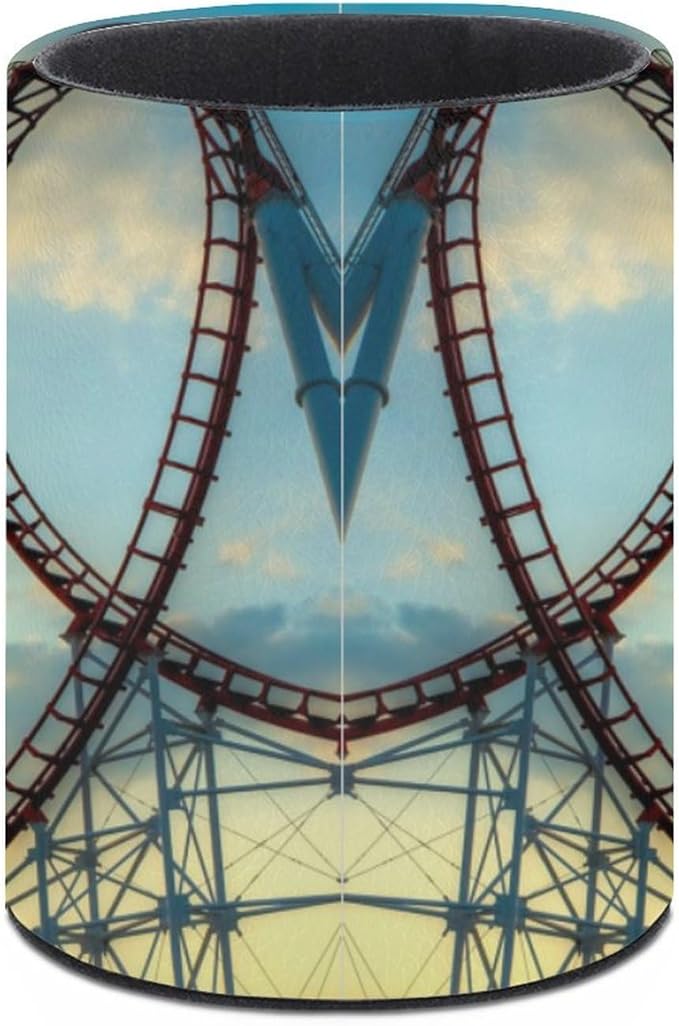 Roller Coaster Pen Holder Pencil Organizer Cute Pencil Cup Desk Decor Makeup Brush Holder PU Multifunctional Office Suppliesfor Home Classroom School