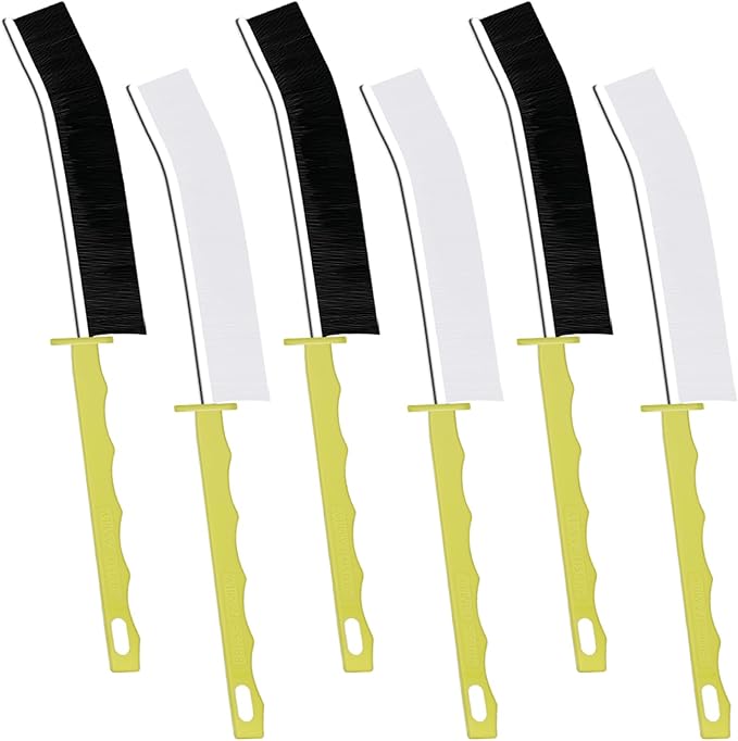 Hard Bristle Crevice Cleaning Brush Multifunctional Corners Gap Cleaning Brush Crevice Cleaning for Household Use (3Pcs Black+3Pcs White)