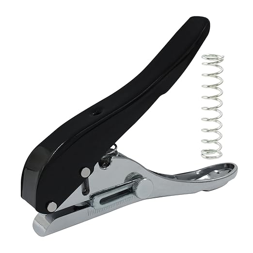 8 mm Single Hole Punch, Portable Hand Held Paper Hole Puncher, Black Long Hole Punch for Paper, Cards, Plastic