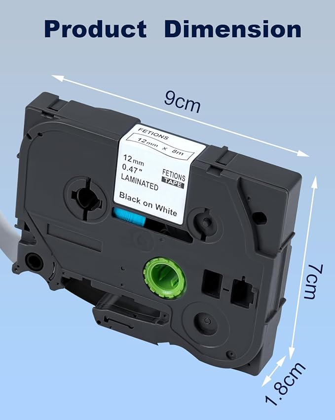 Label Maker Tape TZe-231 Replacement for Brother P Touch PT-D210 PT-D220 PT-H110 PT-D600 D400 by FETIONS, Compatible with TZe TZ 12mm X 8m Laminated Waterproof Label Tape, 6 Pack