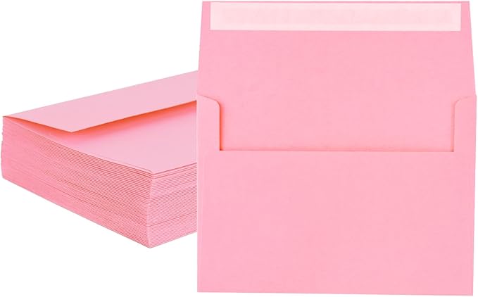 50 Pack A2 Envelopes for Invitations,4.37x5.75 inches,A2 Envelopes Pink Self Seal,Printable Envelope for Wedding,Invitation,Baby Shower,for 4x5 Cards