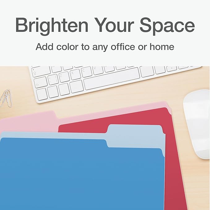 Pendaflex File Folders, Two-Tone Assorted Colors, Letter Size, 1/3 Cut Tabs, Office Organization, Box of 100 Folders (1006535)