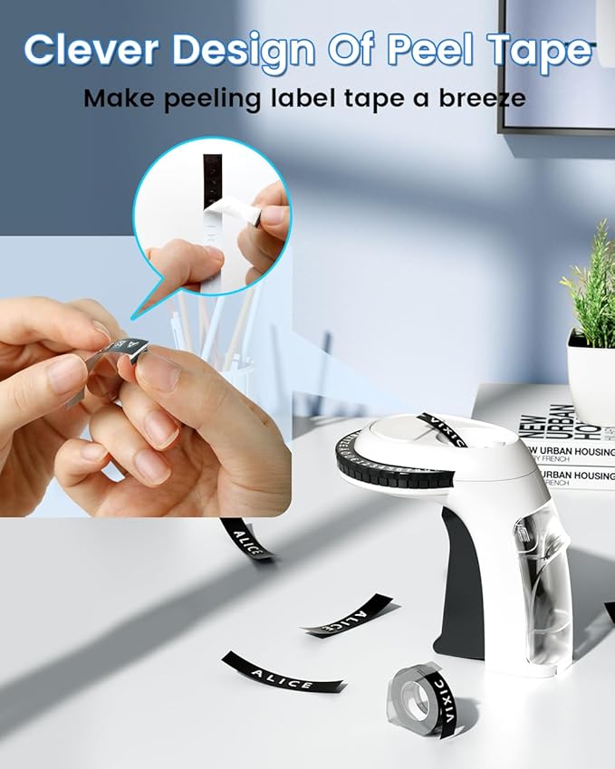 Vixic Embossing Label Maker Machine with Tapes, Vintage Retro Embossed Label Maker Punch, Old School Manual Embosser Labeler with 5 Rolls 3D 3/8" Emboss Black Tapes for Home DIY Kids School Items