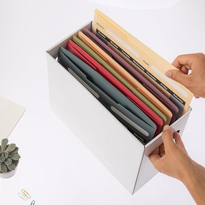 Y YOMA 6 Pack File Folder Jackets Letter Size Paper Pocket File Folder with Reinforced Straight-Cut Tab Pre-Printed Job Folders No Expansion Organizer for Office, Assorted Colors, Calendar Design