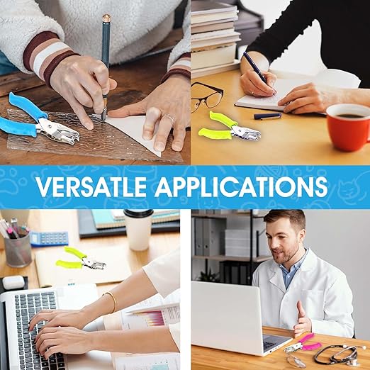 12 Pcs Single Hole Punch, 1/4" Handheld Hole Puncher with Soft Grip Handle, Small Single Circle Hole Paper Punch Shapes for Crafts Greeting Cards Scrapbook Notebook Tags Tickets (3 Colors)