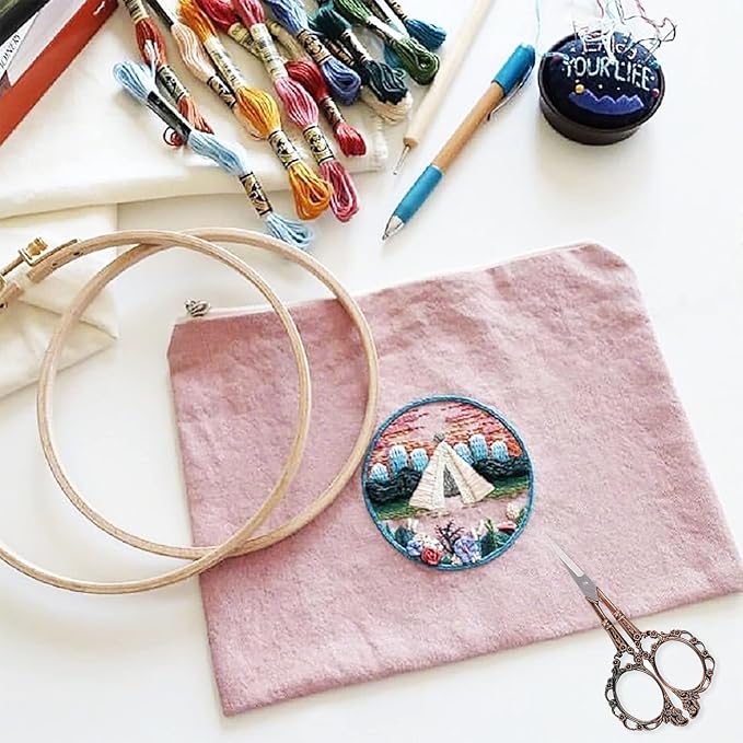 BIHRTC 4.5inch Embroidery Scissors Small Multipurpose Scissor with Leather Case Sharp Tip Stainless Steel Scissors Shear for Office Home Sewing Supplies Cross Stitch Needlework DIY