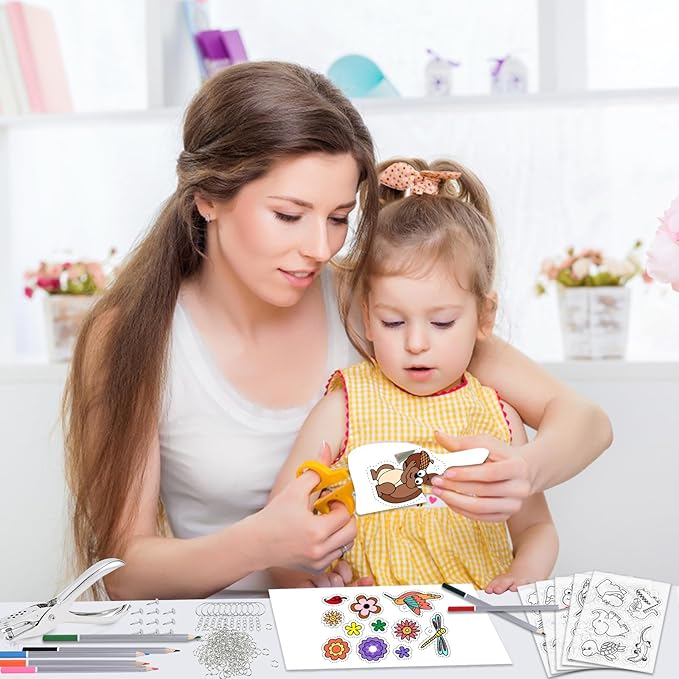 GOLDGE 218 Pcs Shrink Plastic Sheets Kit, for Kids and DIY Keychain Making Kit: 15 Plastic Sheets, Keychains, Hole Punch, and Pencils for Creative Crafts