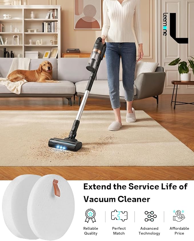 Leemone Vacuum Cleaner Replacement Filter Compatible with Levoit LVAC-200 Cordless Stick Vacuum, 8 Pre-Motor Filters (8 Felt Filters & 8 Foam Filters)