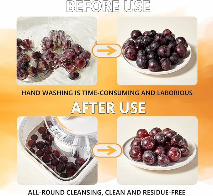 Fruit Cleaner Spinner, Large Fruit Washer Spinner, Fruit Cleaner Spinner with Fruit Washer Bowl and Brush, Vegetable Fruit Spinner Washer,Fruit and Vegetable Scrubber (White)