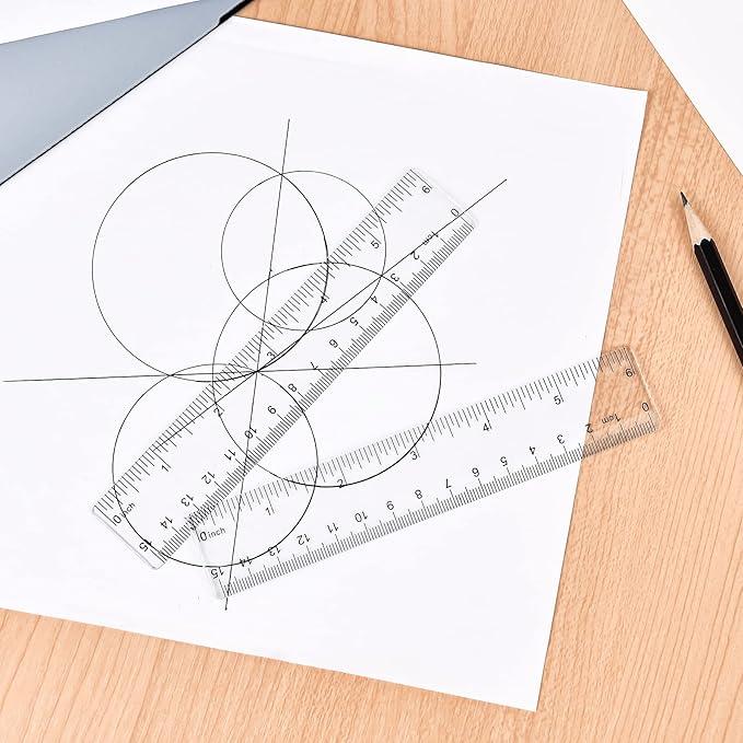 Clear Plastic 6 Inch Straight Ruler, Shatterproof With Inches and Centimeters for School, Classroom, Home, or Office (2pcs)