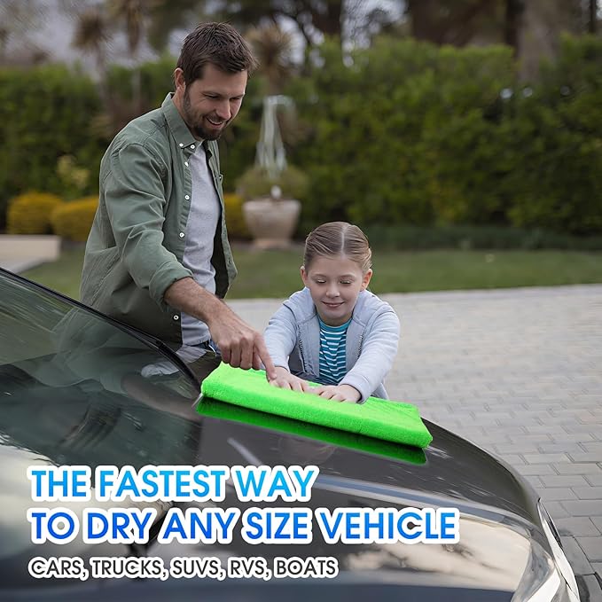 BMLEI 48”x24” Car Drying Towel for Full-Sized SUV, Dual Sided Car Cleaning Cloth with Twisting Yarn Technique, 1300GSM Super Absorbent Scratch-Free, Twisted-Loop Microfiber Towels for Cars, Trucks
