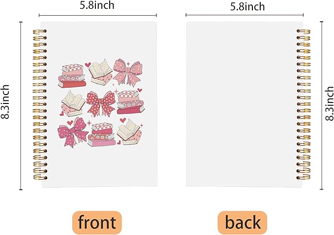 Coquette Pink Bow Notebook Journal, Preppy Book Aesthetic Journal for Note Taking, Book Lovers Gifts, Preppy Gifts for Women, Pink Office Supplies, Spiral Notebook 5.5x8.3 Inch