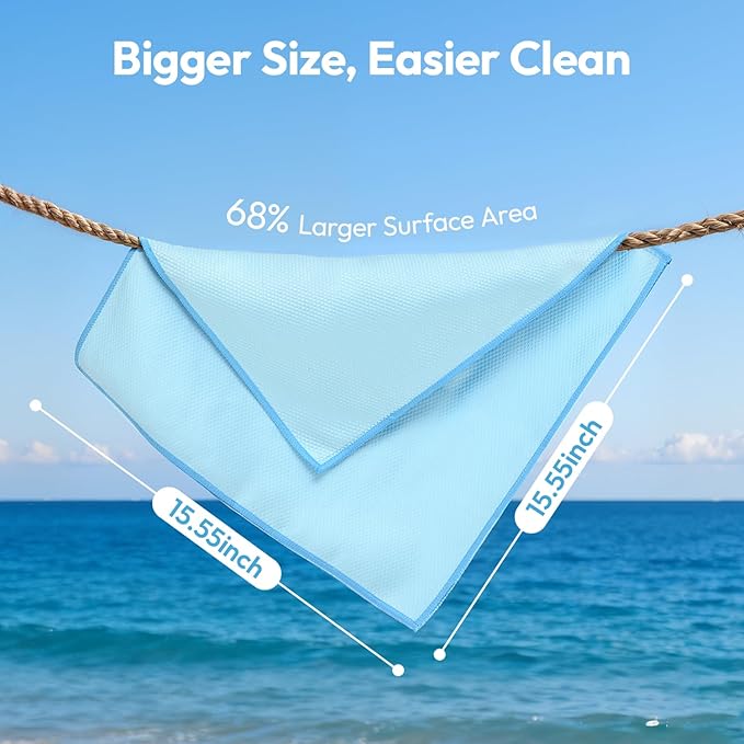 Nanoscale Microfiber Cloths 15.55”x 15.55”, Glass Window Mirror Stainless Steel Car Cleaning, Streak-Free, Lint-Free, Super Thick & Absorbent, Reusable, 6 Pack (White/Gray)