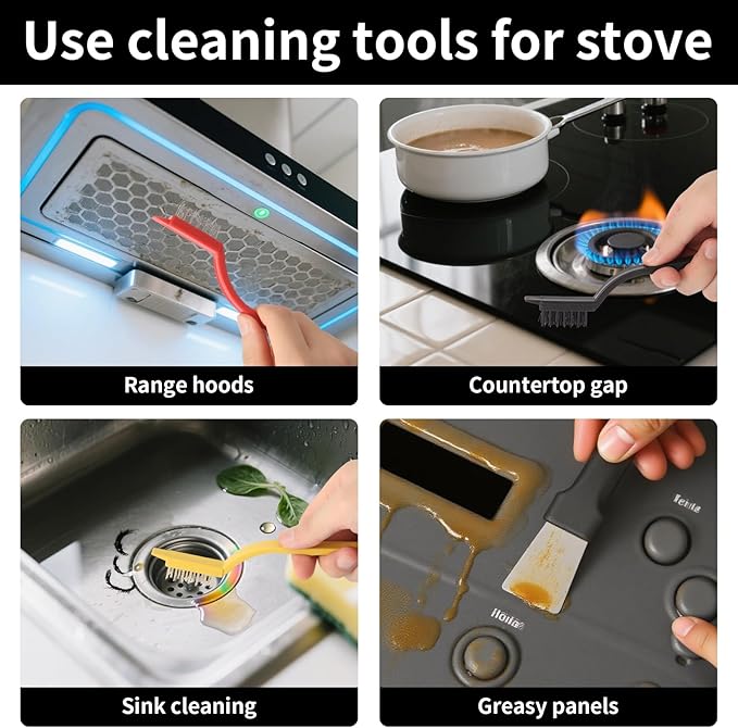 12Pcs Crevice Cleaning Brush, CTEWRT Multifunctional Hard Gap Cleaning Brush Kits, Cleaning Tools for Household Use,Window Tracks,Kitchen,Bathroom,Faucets, and Toilets