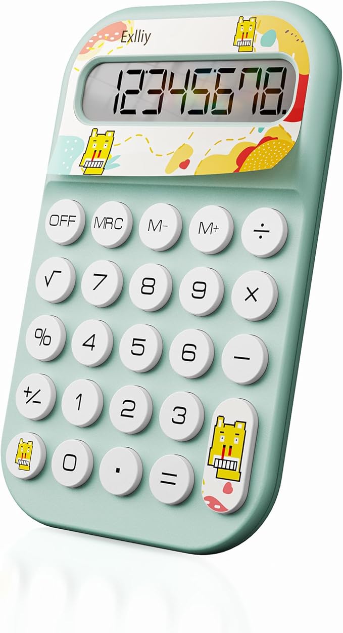 Pocket Calculator, Kids 8 Digit Small Desktop, LCD Display, Cute & Aesthetic Mini Calculator (Blue, S)
