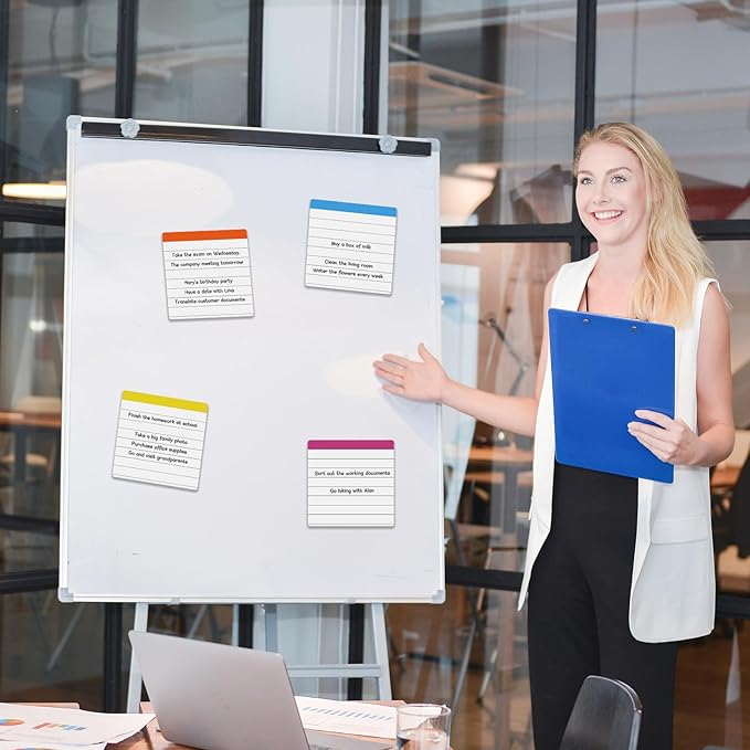 Durable Lined Sticky Notes Magnets,Small Magnetic Pads,Square 4X4 12 Pieces