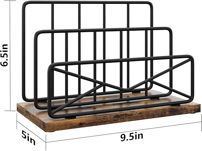 Desk Mail Organizer-with 2 Slot Matte Black Metal Desktop Mail Sorter Metal Storage File Holder Letter Sorter Organizer for Home or Office Desktop