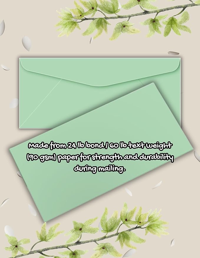 Envelopes No. 10 (4 1/8” x 9 1/2") Gummed Sealing, Standard Mailing Envelopes 100 Pcs. Per Pack.