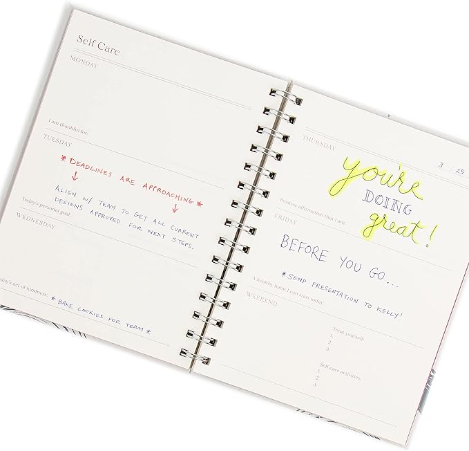 U Brands Coastal Comfort Wellness Spiral Journal, Silver Hardware, 6” x 8”