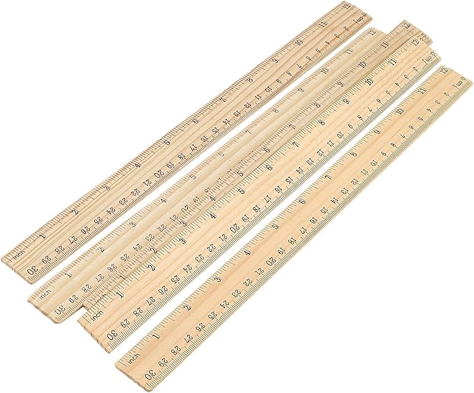 144 Pack Wooden Ruler, 12 Inch Straight, 30cm Metric Wood With Centimeters and Inches for Measuring, Office, 2 Scale